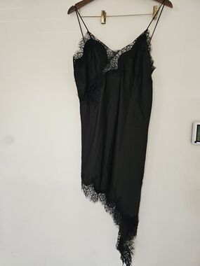 ZARA Black Lace Trim Slip Dress